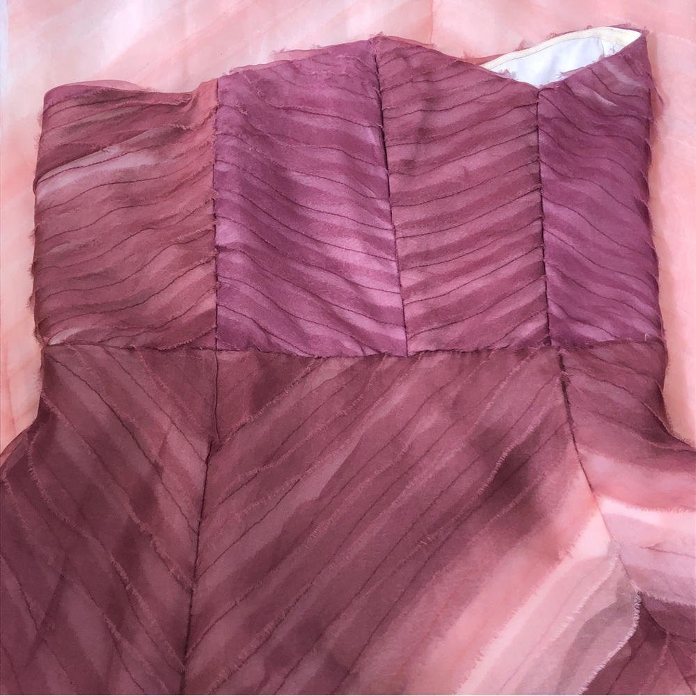 Parker Pink Silk Tiered Ombre Chiffon Strapless Sweetheart Prom Gown Maxi Dress - Picture 6 of 14